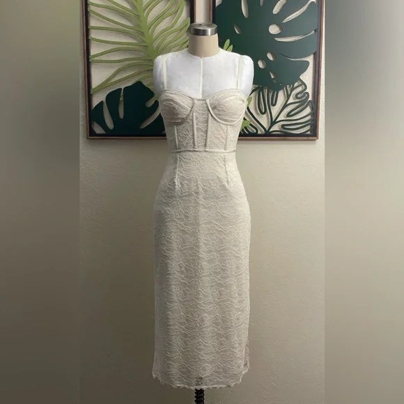 chinese dress ladies Augusta Bustier Midi Dress - Ivory